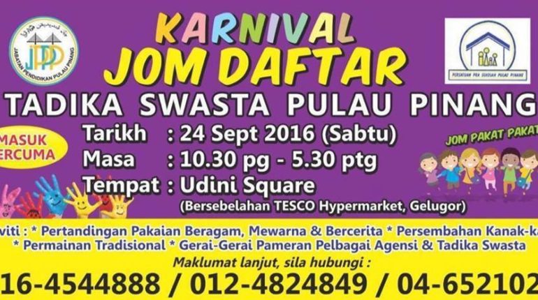 Karnival Jom Daftar Tadika Swasta Pulau Pinang